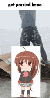 a picture of a girl with the words get parried imao on the top