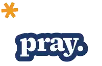 the word pray is on a blue background with an orange star above it