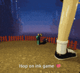 a video game says hop on ink game on the bottom