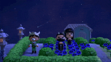 two cartoon characters are praying in a video game