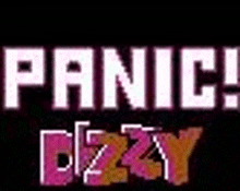 a black background with white and pink letters that say panic ! dezzy .