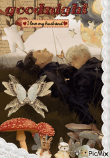 a picture of a couple laying in bed with the words goodnight i love my husband