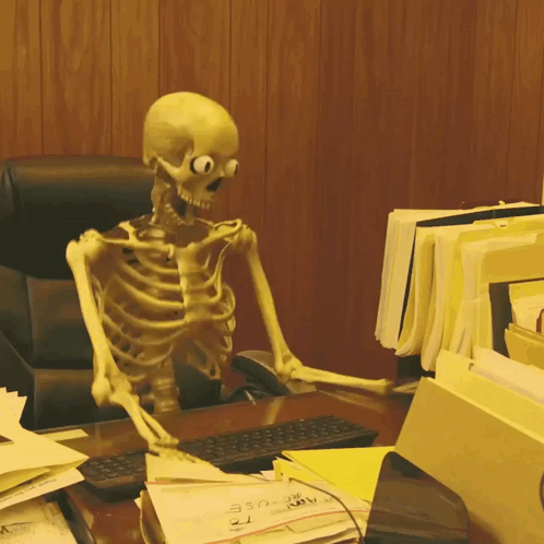 still waiting meme skeleton