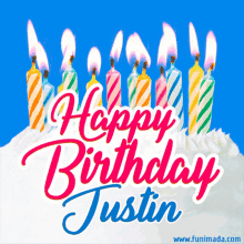 Happy Birthday Justin Flickering Flame GIF