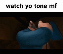 a man in a blue suit is holding a gun in a video game .