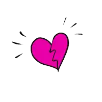 a cartoon drawing of a broken heart with a star in the middle .