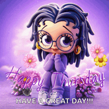 a happy thursday greeting card with betty boop on it