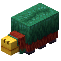 a 3d rendering of a minecraft turtle with a yellow head