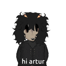 a drawing of a person with the words hi artur on the bottom right