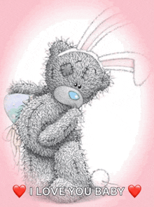 tatty teddy bunny kiss cute heart