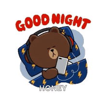 brown cute line good night bear