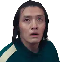 a man with long hair is wearing a green and white jacket