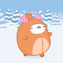 Dancing Reindeer Molang GIF - Dancing Reindeer Molang Bunny GIFs