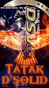 a poster for ds solid voice group shows a knight and a phoenix