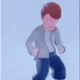 a cartoon character with red hair is dancing on a white background .