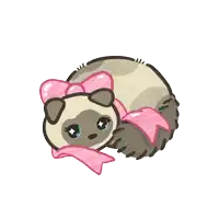 a drawing of a ferret with a pink bow on its head
