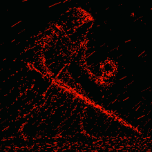 a black background with red dots on it that looks like blood
