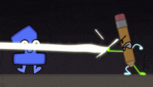 a cartoon drawing of a pencil and a number 2