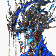 a colorful drawing of a robot with a crown on its head