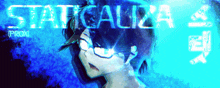 a blue background with the word staticaliza prox on it