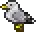 a pixel art drawing of a seagull sitting on a tree branch .