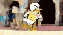 a cartoon drawing of donald duck wearing a storm trooper helmet