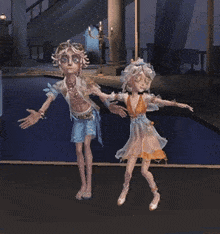 a man and a woman are dancing together in a room