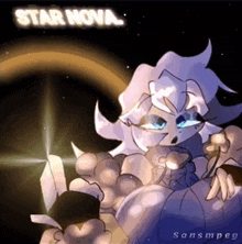 a drawing of a cartoon character with the words star nova written on the bottom .