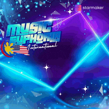 a poster for music euphoria international shows a blue and purple background