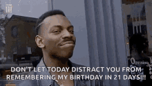 a man is making a funny face while talking about his birthday