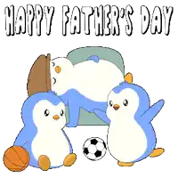 a happy father 's day greeting card with penguins