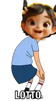 a cartoon of a girl with the word lotto written on the bottom