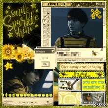 a collage of images with the words smile sparkle shine on the top
