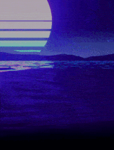 a painting of a person standing in the water with the sun behind them