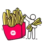a box of french fries with the number 3 on the side