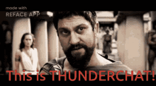a picture of a man with a beard and the words " this is thunderchat "