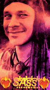 a picture of a man with dreadlocks and the word sass on the bottom