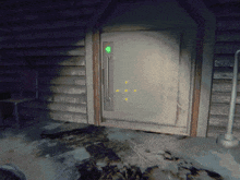 a door with a green light on it is open