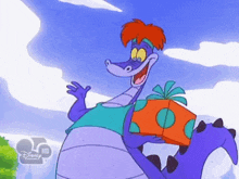 a cartoon character from disney holding a gift