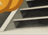 a person is walking down a set of stairs in a cartoon