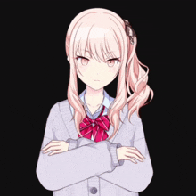a girl with her eyes closed is wearing a sweater