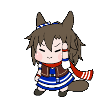 a cartoon character with a scarf around her neck