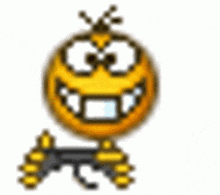 a cartoon smiley face with a crown on its head is holding a hose .