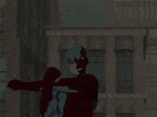 a drawing of a superhero with a bloody face