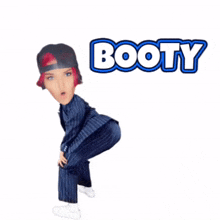 a person in a suit and hat with the word booty on the bottom