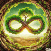 a tree in the middle of an infinity symbol