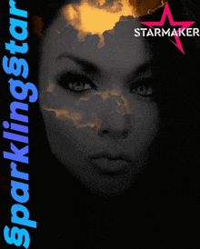 a woman 's face is behind the words sparking star