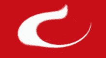 a red background with a white letter c