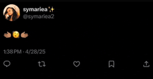 a black screen with a picture of a woman and the name symaria