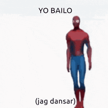 a picture of a spider man dancing with the words yo bailo jag dansar